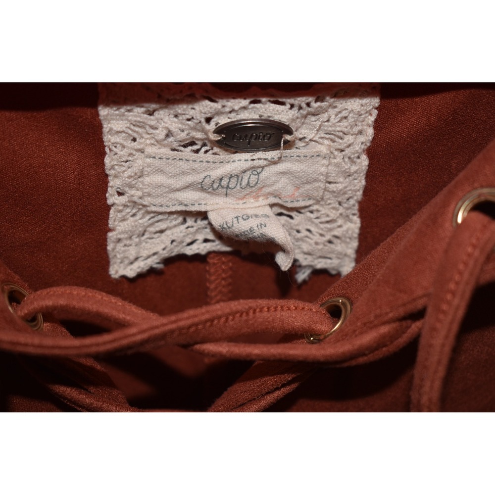 Cupio Short Sleeve Shirt, Faux Suede, Burnt Orange, Size XL - Picture 2 of 4